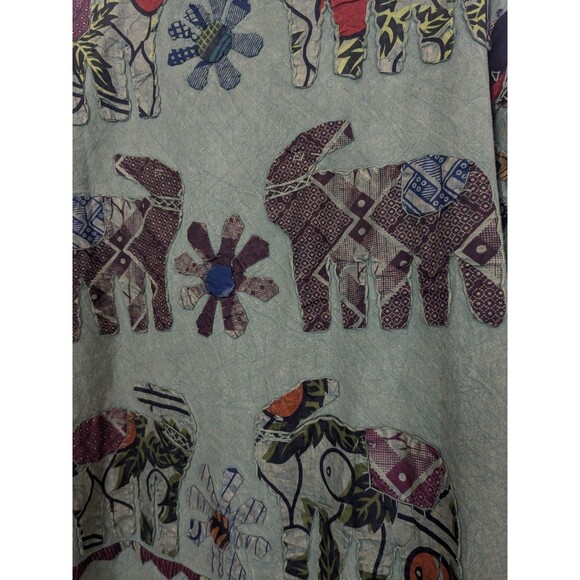 Silver Stream Green Elephant Applique Jacket Boho Art t Wear Reversible One Size - Picture 9 of 11